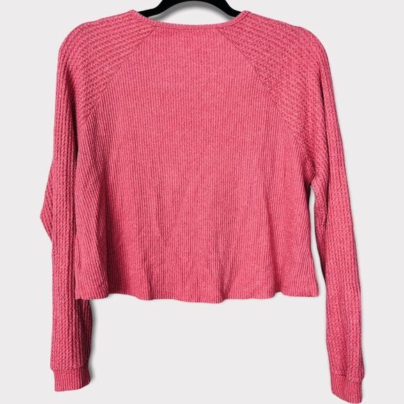American Eagle Soft & Sexy Plush Crop Oversized Waffle Knit Sweater Small S Boxy - Picture 2 of 10